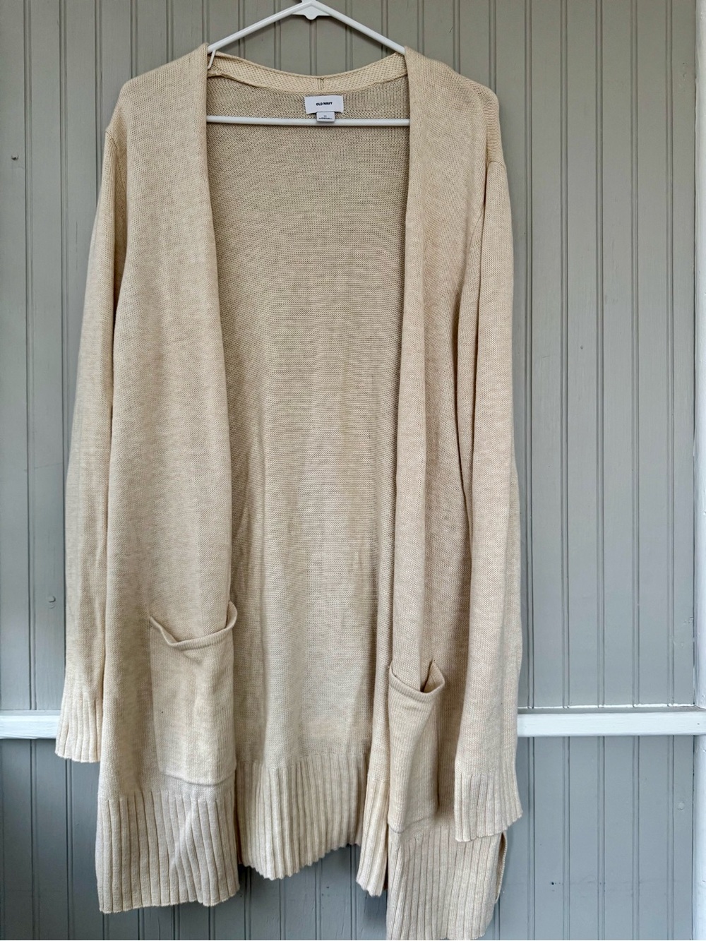Old Navy Cream long Open-Front Pocket Cardigan